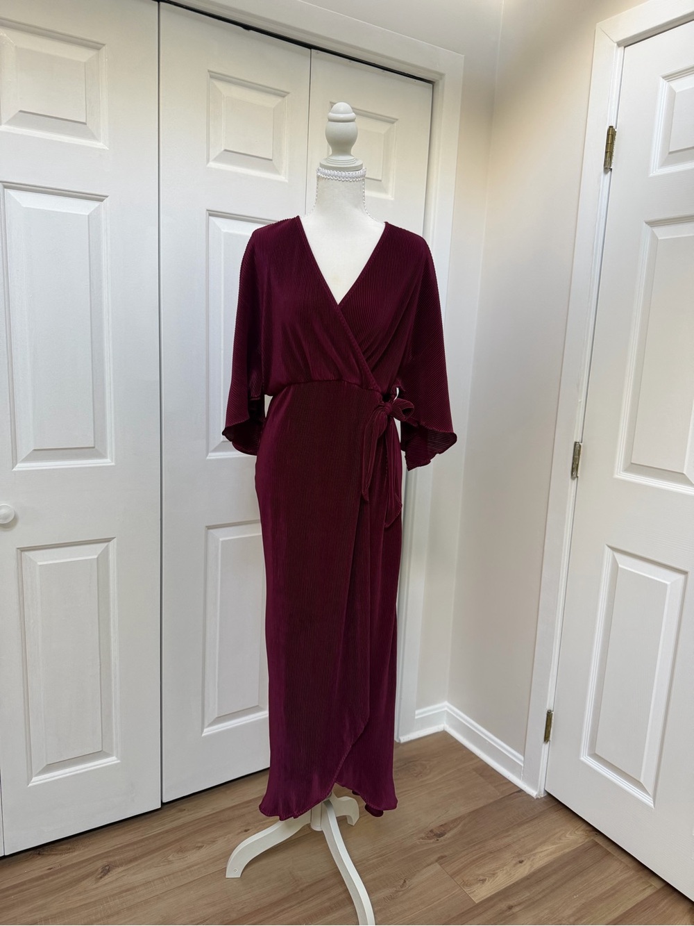 ASOS Wine Red Wrap Bandeau Maxi Dress